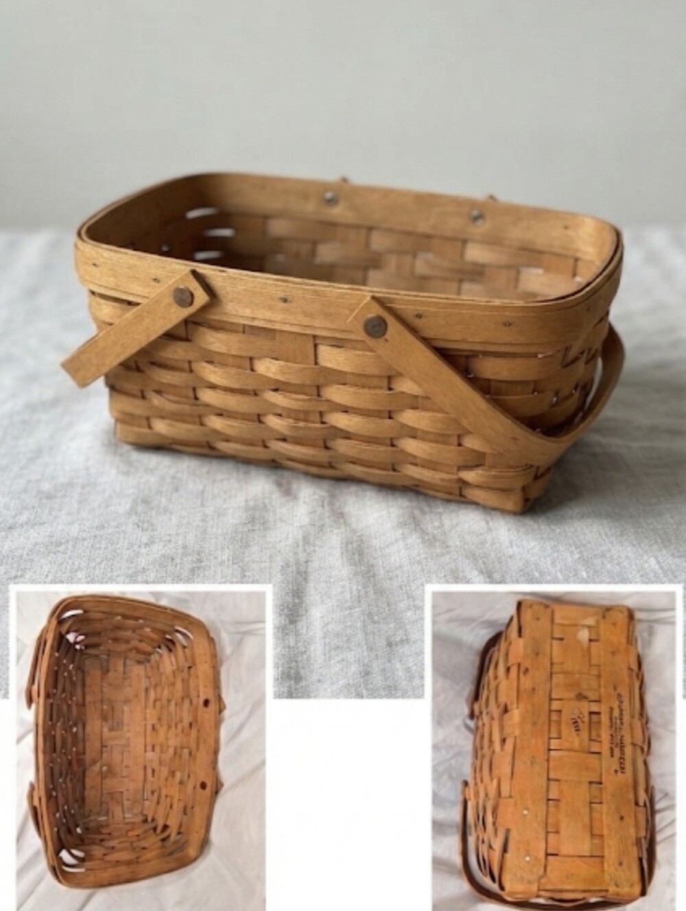 Vintage 1996 Longaberger Dresden Tour Basket Handwoven Double Handles Signed TES